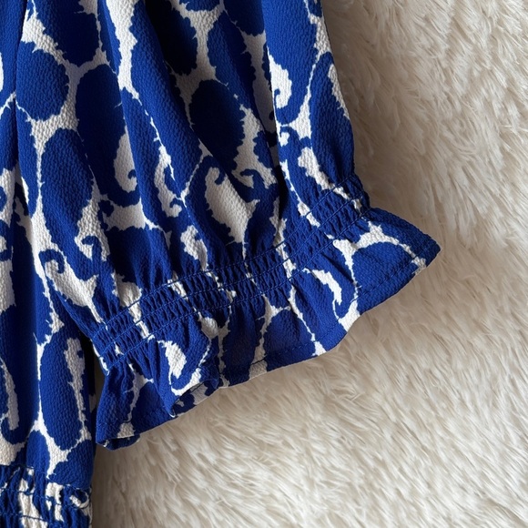 Talbots Vivid Blue and White Patterned Midi Dress - Picture 4 of 9